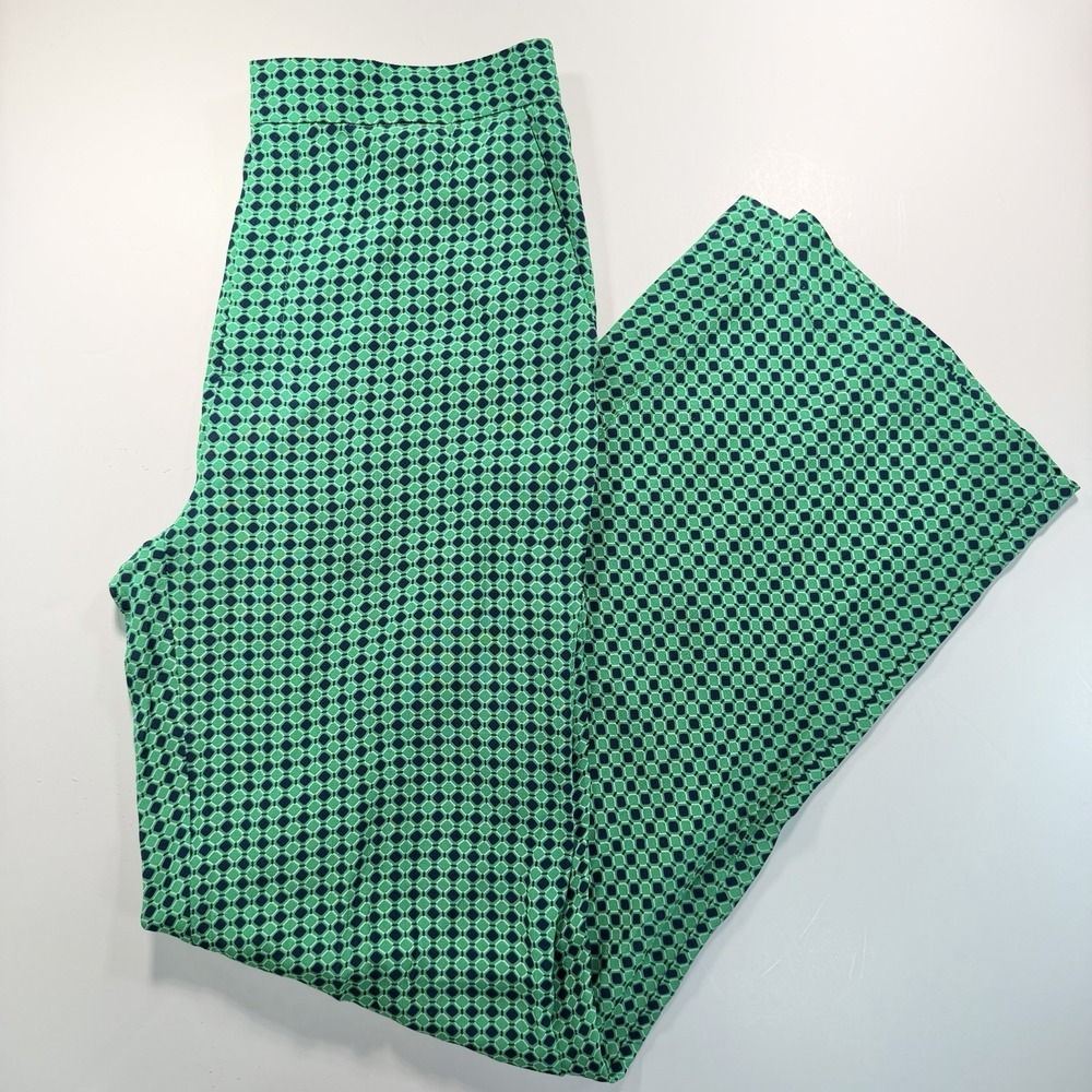 Zara Women's Green‎ & Navy Patterned Flowy Pant Wide Leg M Whimsical